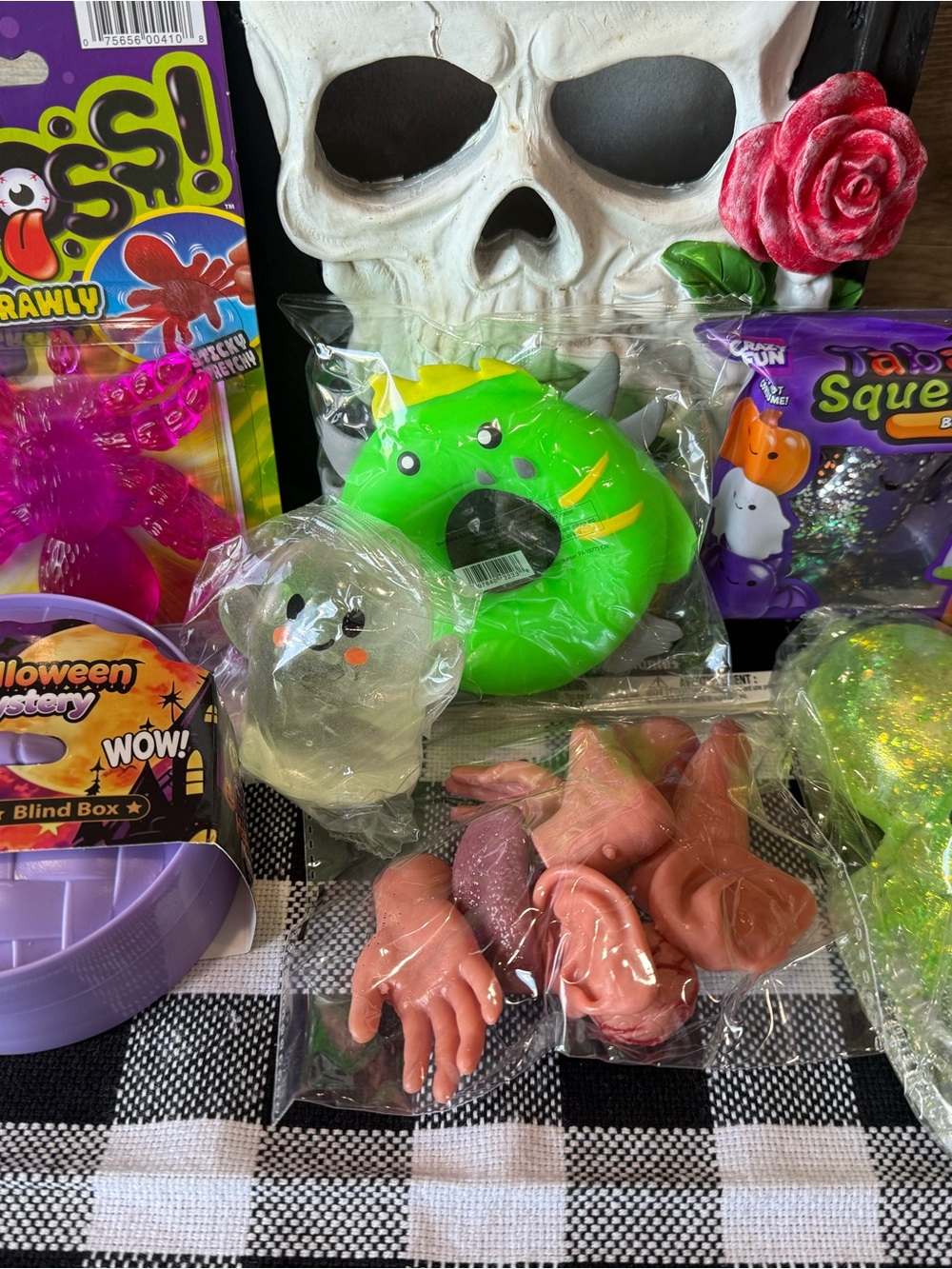 Kids Halloween Surprise Toy Pack - Green Dino Ring & Assorted Squishies